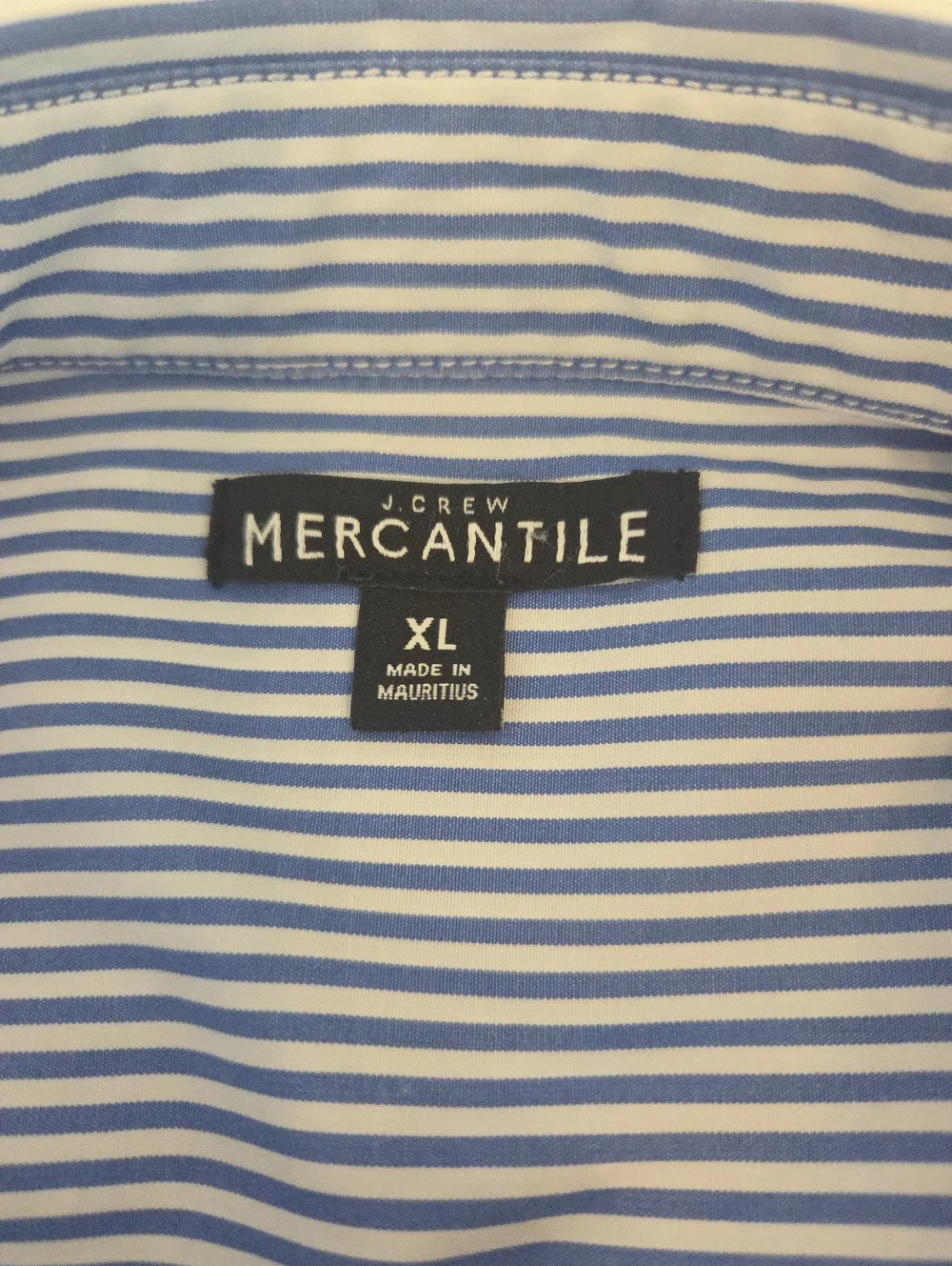 J Crew Mercantile Classic Blue White Stripe Cotton Poplin Shirt Size XL - Picture 3 of 6